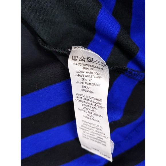 French‎ Connection Striped Dress 3/4 Sleeve Knit Casual Dress Blue Black 8 - Picture 9 of 10
